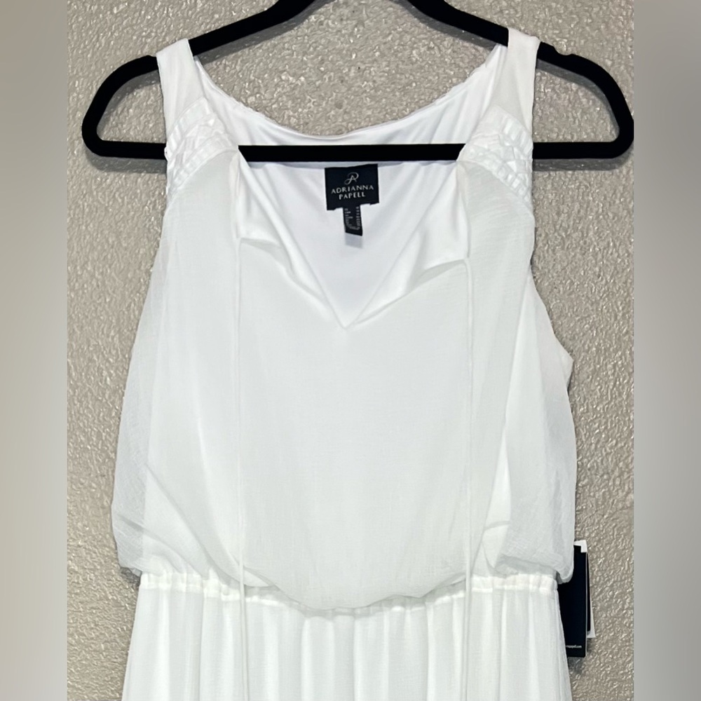 NWT Adrianna Papell Elegant Ivory Chiffon Sleeveless Maxi Dress Boho Vacation - Picture 7 of 15